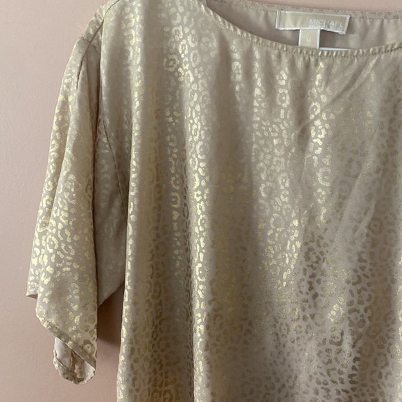 Gold Michael Kors leopard print blouse with tie - Picture 2 of 6
